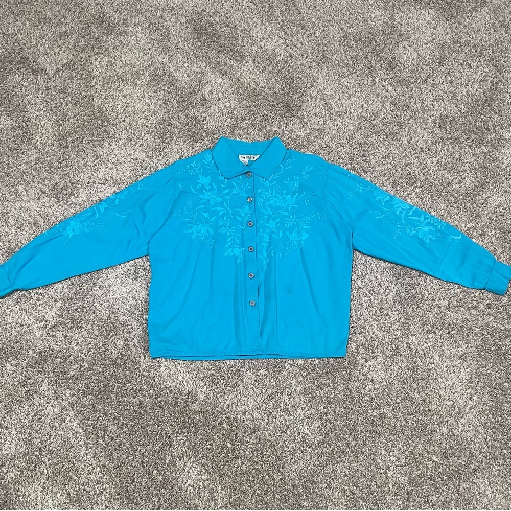 TOGETHER! Sky Blue Embroidered Button Up Dress Shirt